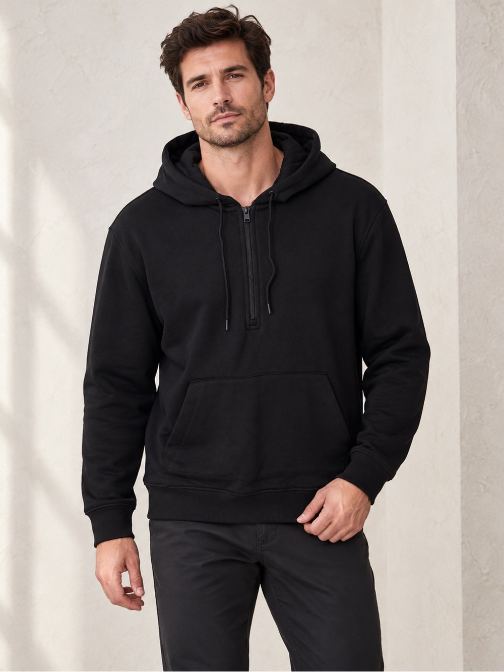 Kenneth Cole New York Men's Black Half Zip Pullover Hoodie Sweatshirt XL NWOT